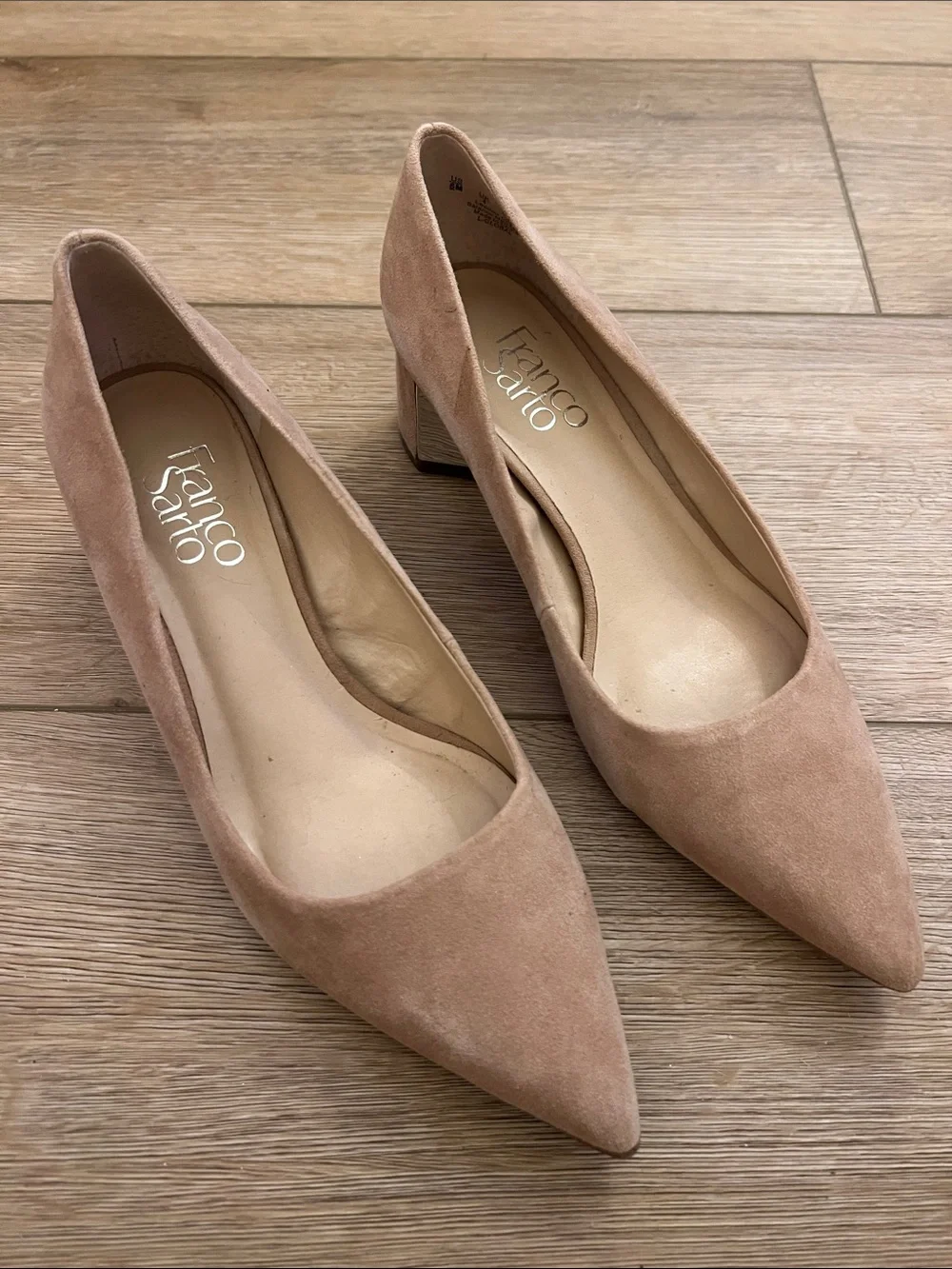 Franco Darto L-Global Toffee Nude Suede Point Toe Pumps 6